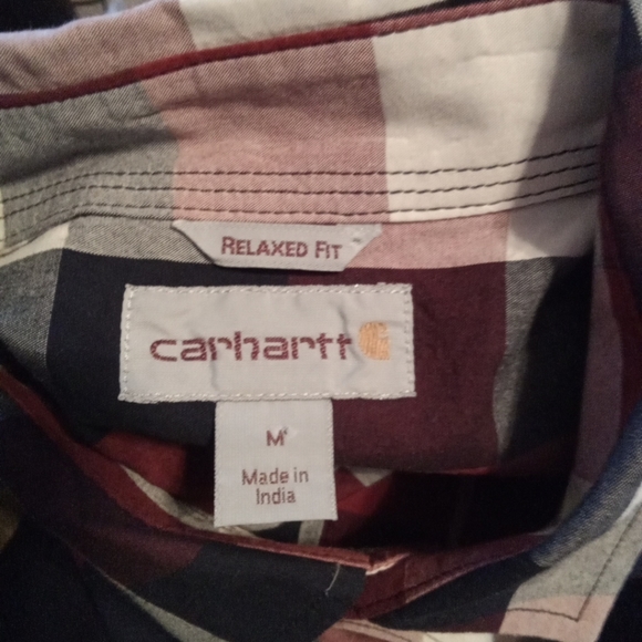 CARHARTT MEN'S SHIRT PLAID M RELAXED FIT BUTTON POCKET 100% COTTON - Picture 3 of 5